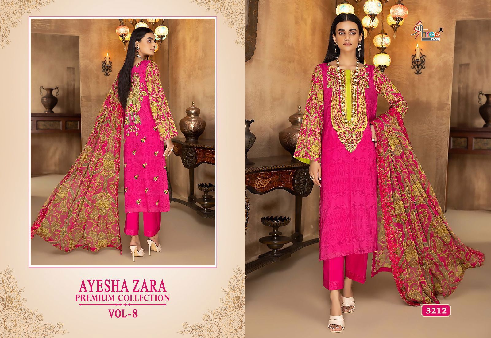 Shree Ayesha Zara Premium Collection 8 Cotton Pakistani Suits
